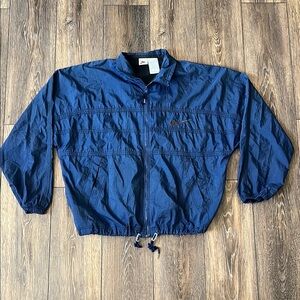 Vintage Nike Navy Blue Windbreaker Jacket Mens Medium Embroidered Swoosh Zip Up